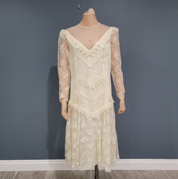 after dark Dresses Vtg After Dark Lace Drop Waist Dress Lxl Poshmark